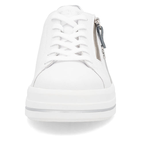 Remonte D1C01-84 Dolla Ella White & Blue Wedge Zip Lace up Trainer